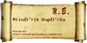 Mlinárik Bogárka névjegykártya